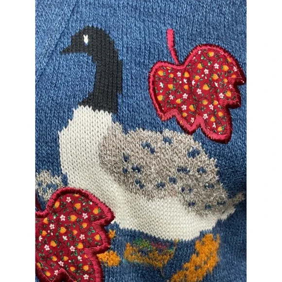 VTG Sweater Loft New York Harvest Knit Vest Apples Pumpkin S USA Autumn granny - Picture 5 of 11